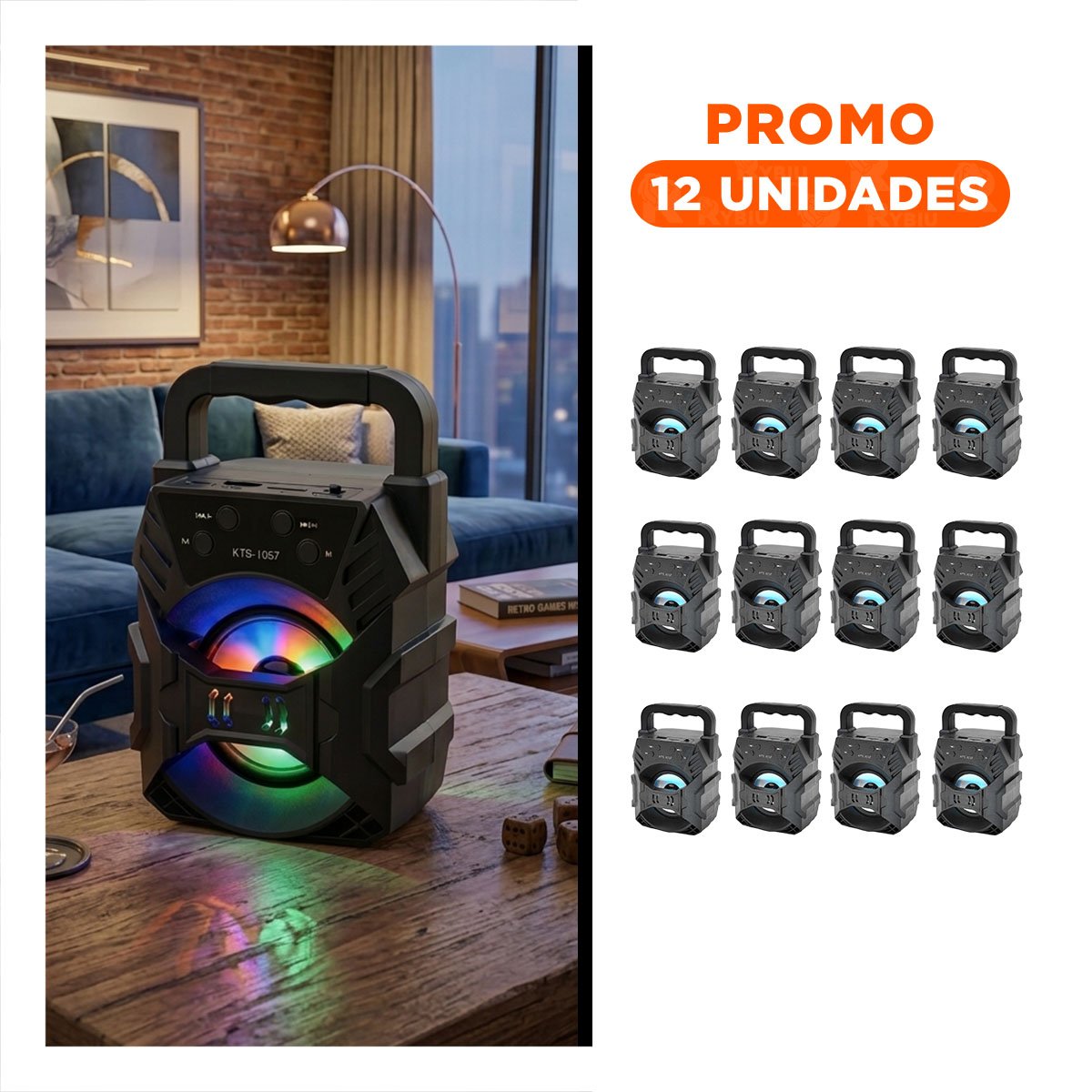 PACK12 ALTAVOZ BLUETOOTH PORTATIL NEGRO CON CONEXION RAPIDA Y BAJO INTENSO Y+REGALO STICKER - 1
