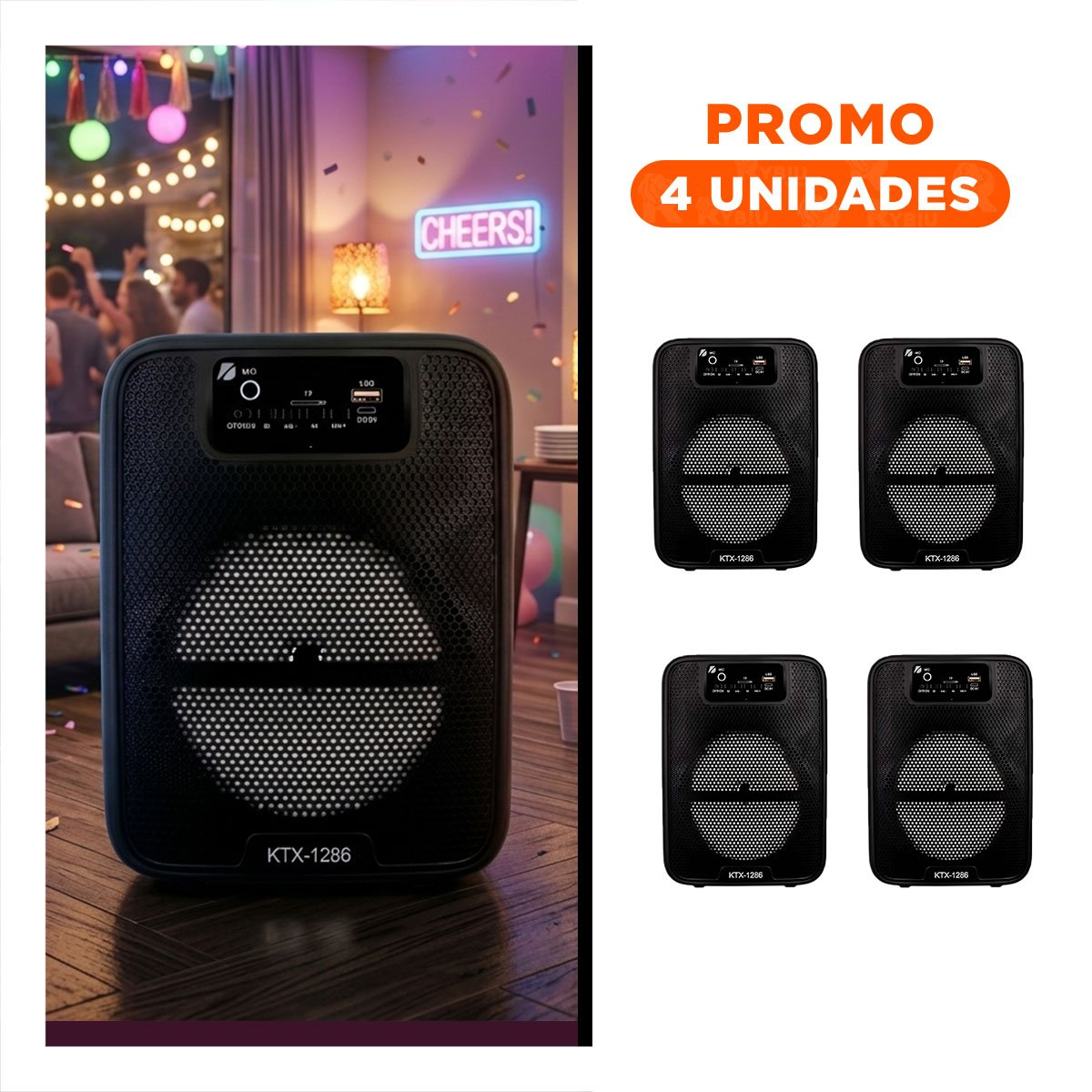 PACK4 SISTEMA AUDIO KIMISO NEGRO CON SONIDO AMPLIO PARA REUNIONES Y EVENTOS Y+REGALO STICKER - 1