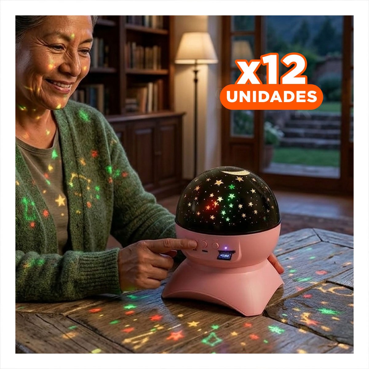 PACK12 PARLANTE CON EFECTO LUMINOSO ROSADO Y LAMPARA PARA SALA - 1