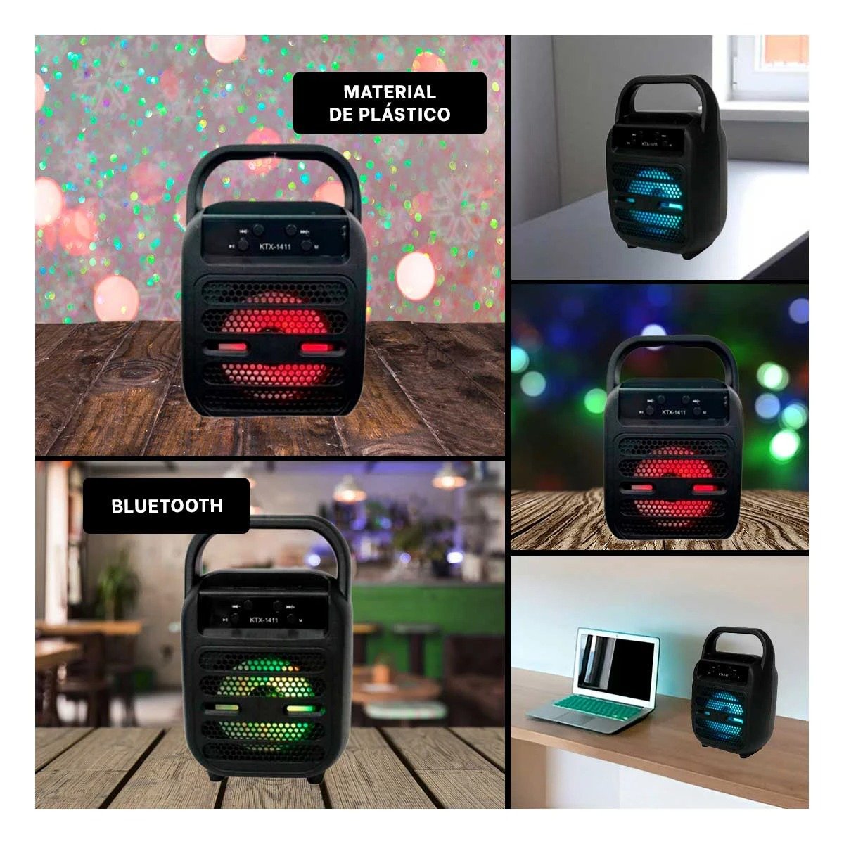 PACK6 PARLANTE BLUETOOTH USB NEGRO CON AUDIO ENVOLVENTE NATURAL Y+PAPEL REGALO - 3