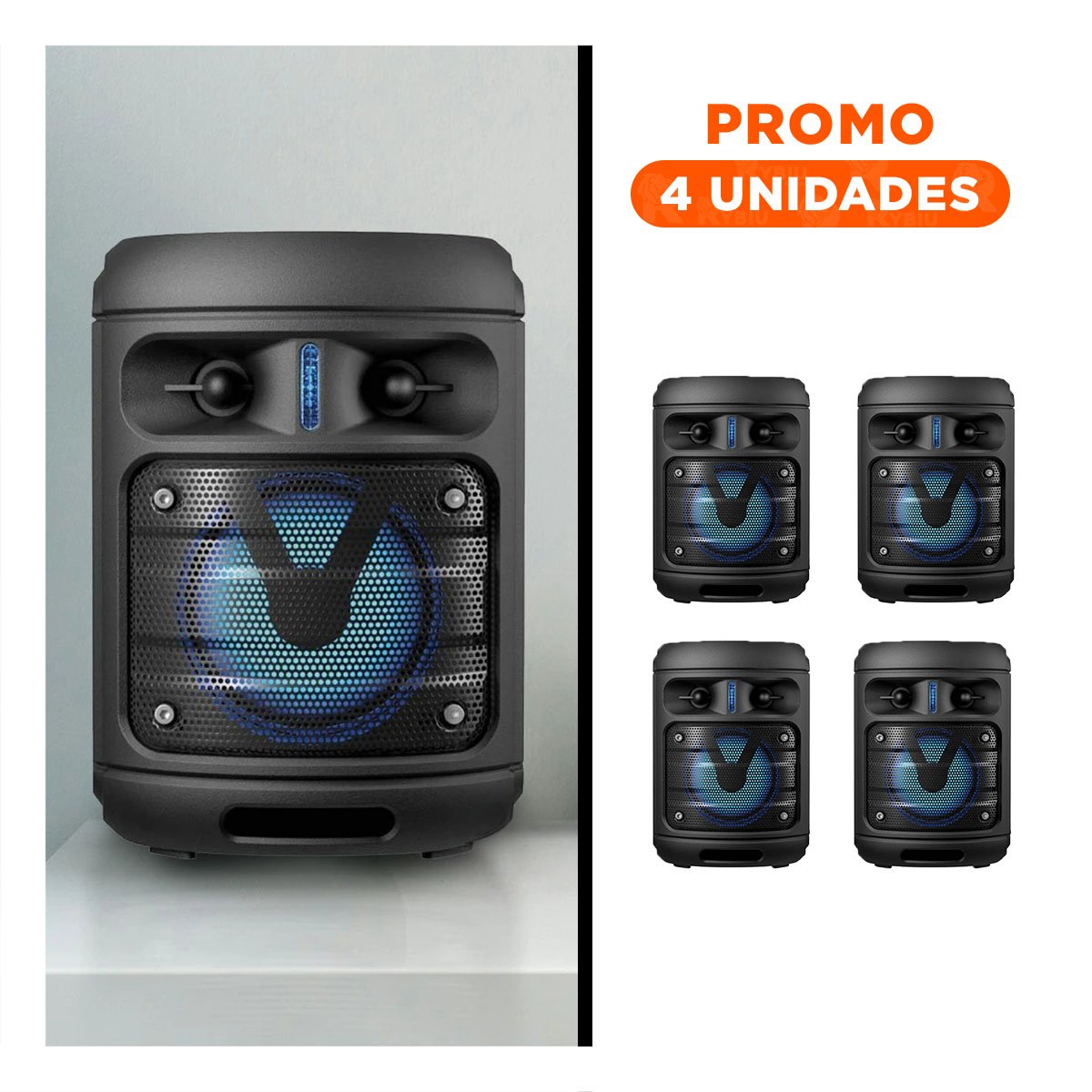 PACK4 SISTEMA AUDIO BLUETOOTH PORTATIL NEGRO CON PUERTO DE CARGA DC 5V Y+REGALO STICKER - 1