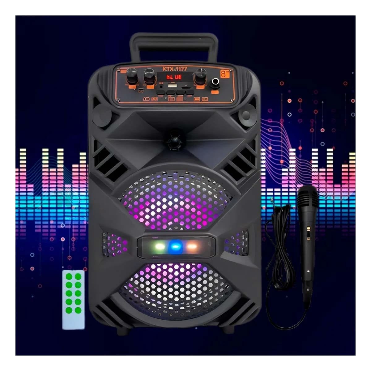 PACK6 PARLANTE TORRE BLUETOOTH CON LUZ LED NEGRO CON PANEL DE CONTROL SUPERIOR - 2