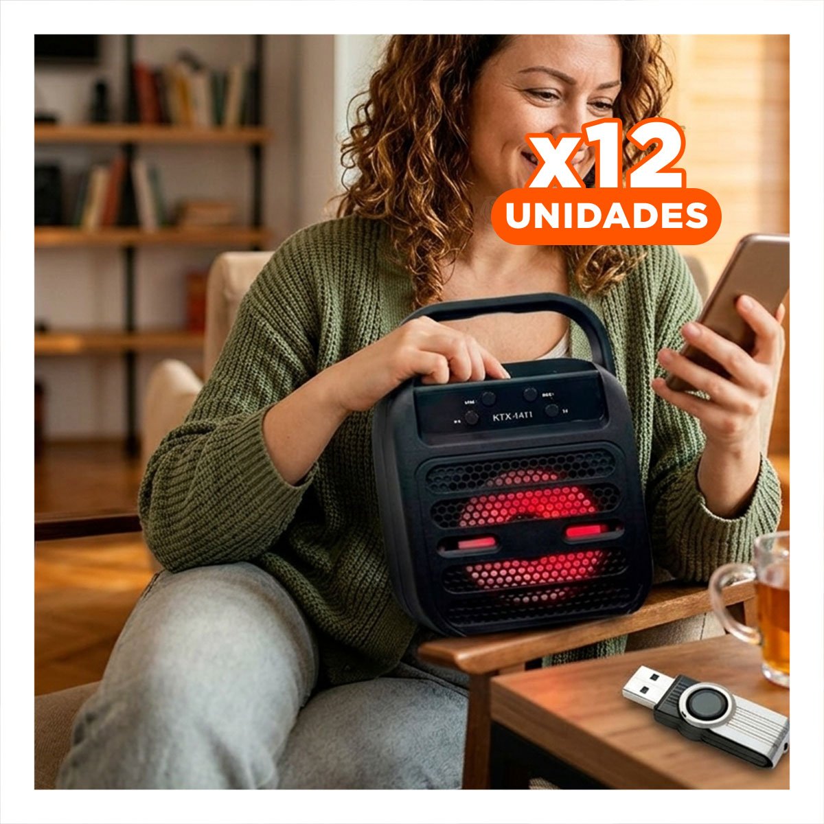 PACK12 BOCINA BLUETOOTH USB NEGRO CON CONEXION AUXILIAR Y USB - 1