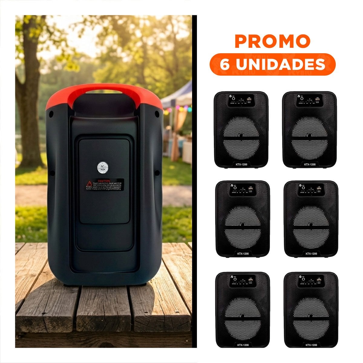 PACK6 PARLANTE KIMISO NEGRO BLUETOOTH CON FUNCION INALAMBRICA Y USB - 1