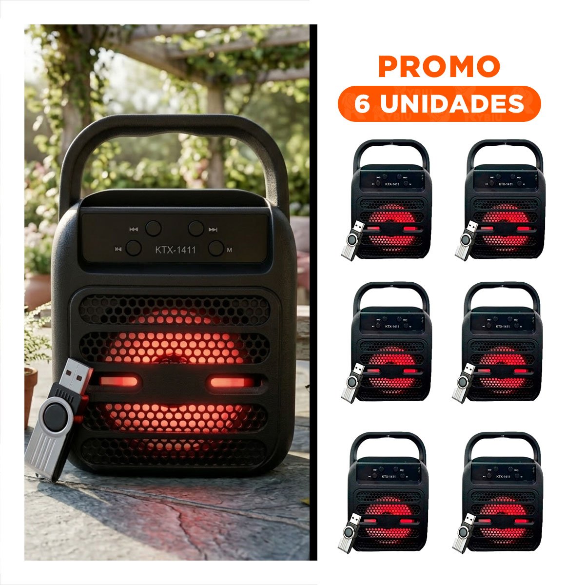 PACK6 SISTEMA AUDIO BLUETOOTH USB NEGRO CON EXPERIENCIA SONORA AMPLIA - 1