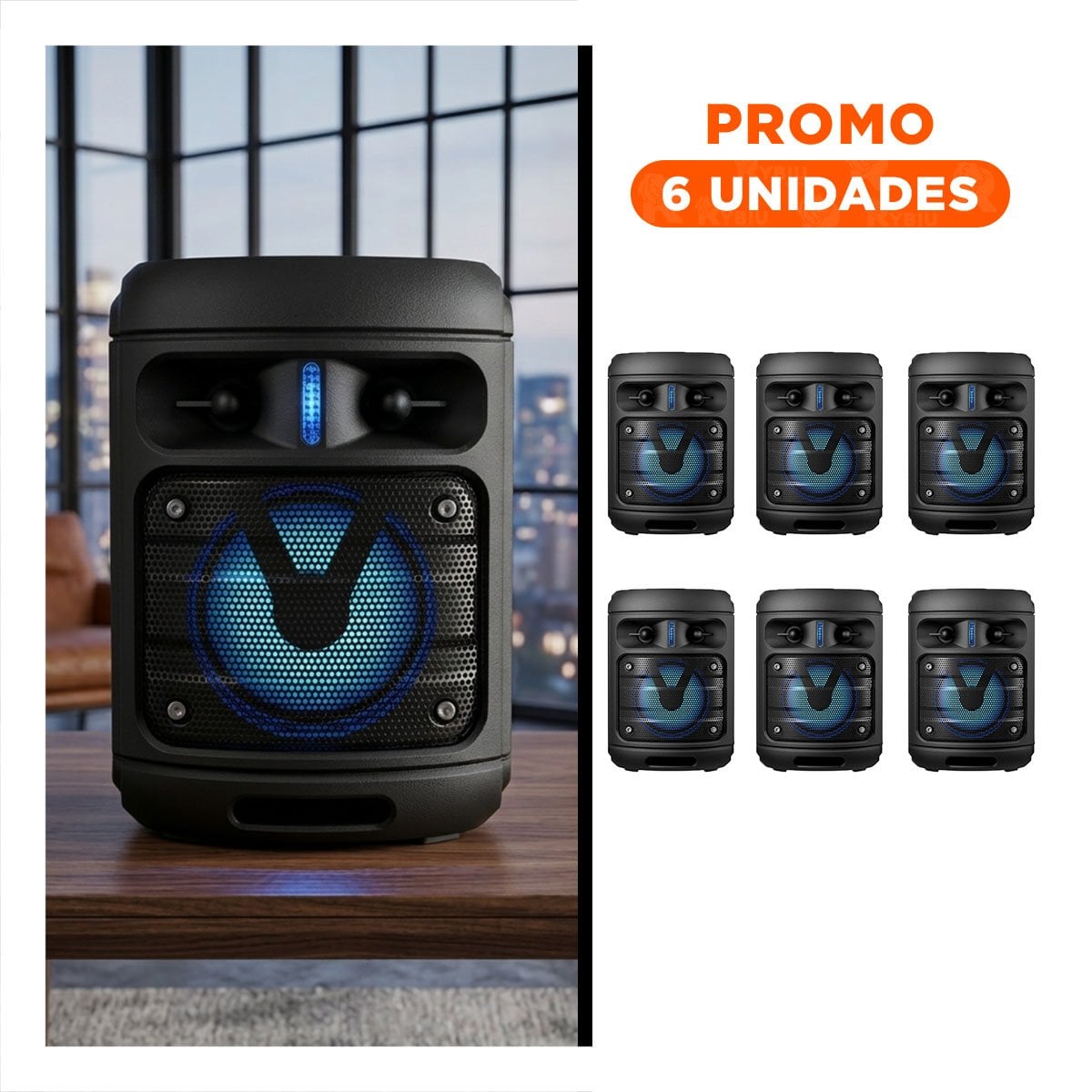 PACK6 PARLANTE BLUETOOTH PORTATIL NEGRO CON AUDIO FUERTE Y NITIDO - 1