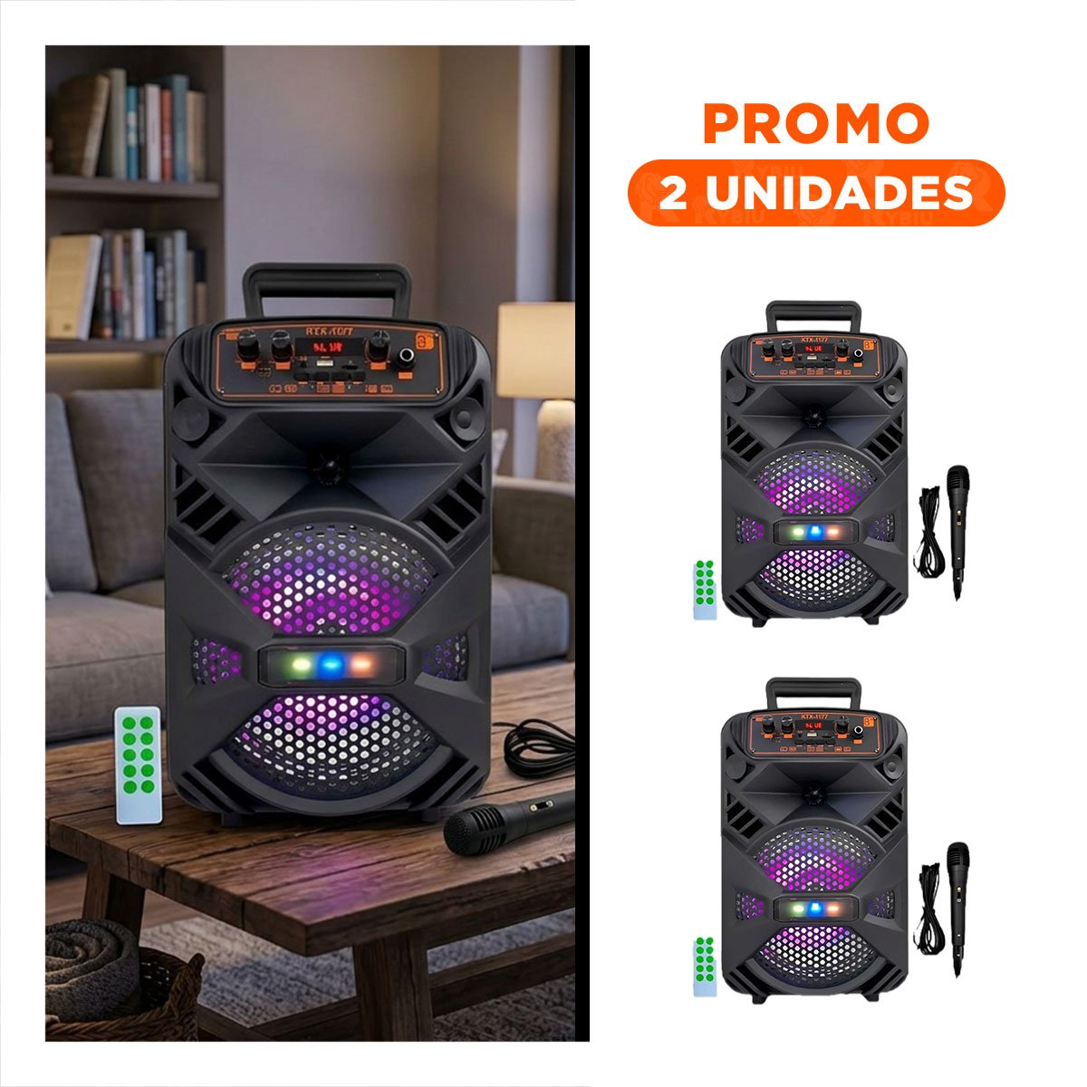 PACK2 SISTEMA AUDIO TORRE BLUETOOTH CON LUZ LED NEGRO CON RENDIMIENTO ACUSTICO FUERTE - 1