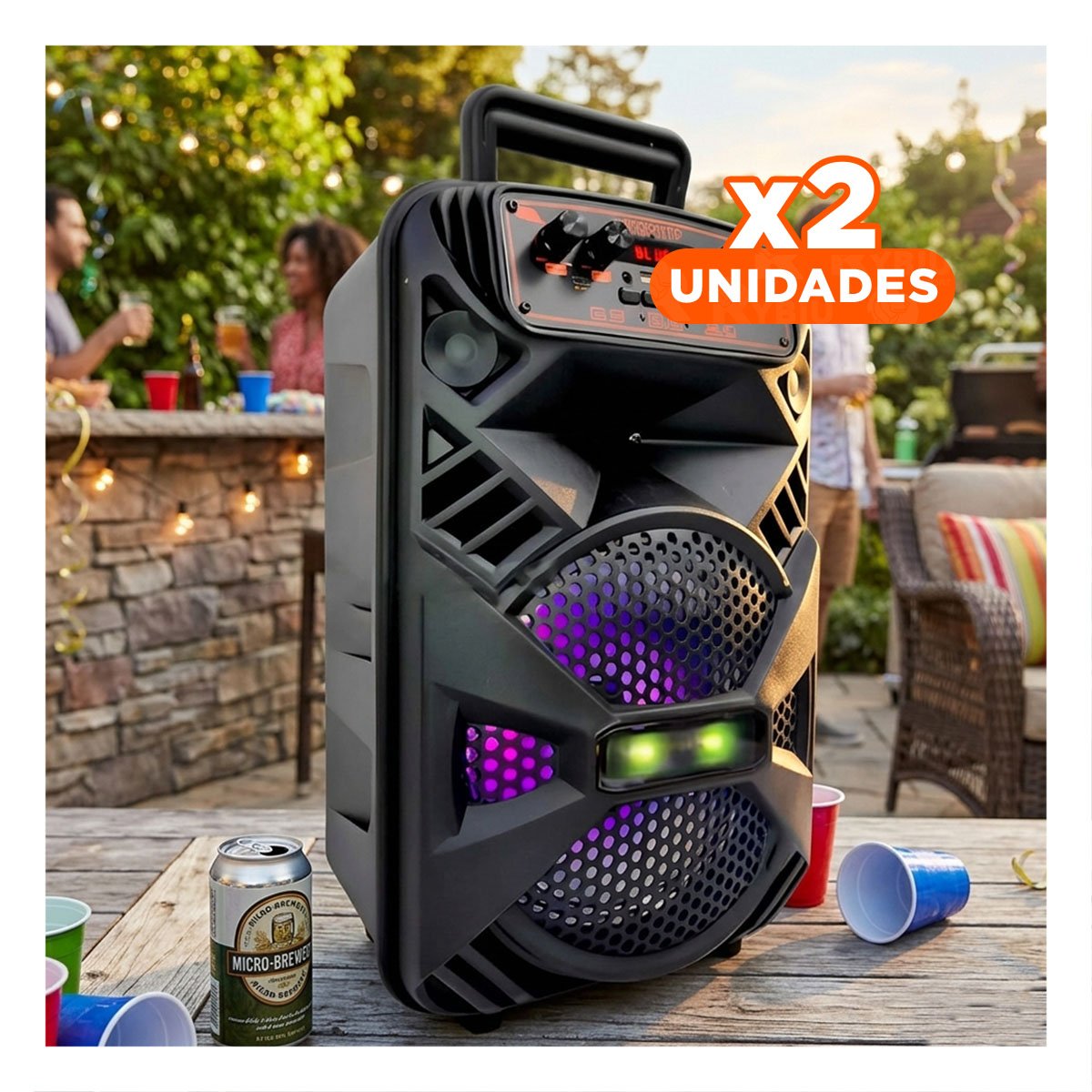 PACK2 ALTAVOZ TORRE BLUETOOTH CON LUZ LED NEGRO CON DISEÑO VERTICAL ESTILIZADO Y+REGALO STICKER - 1
