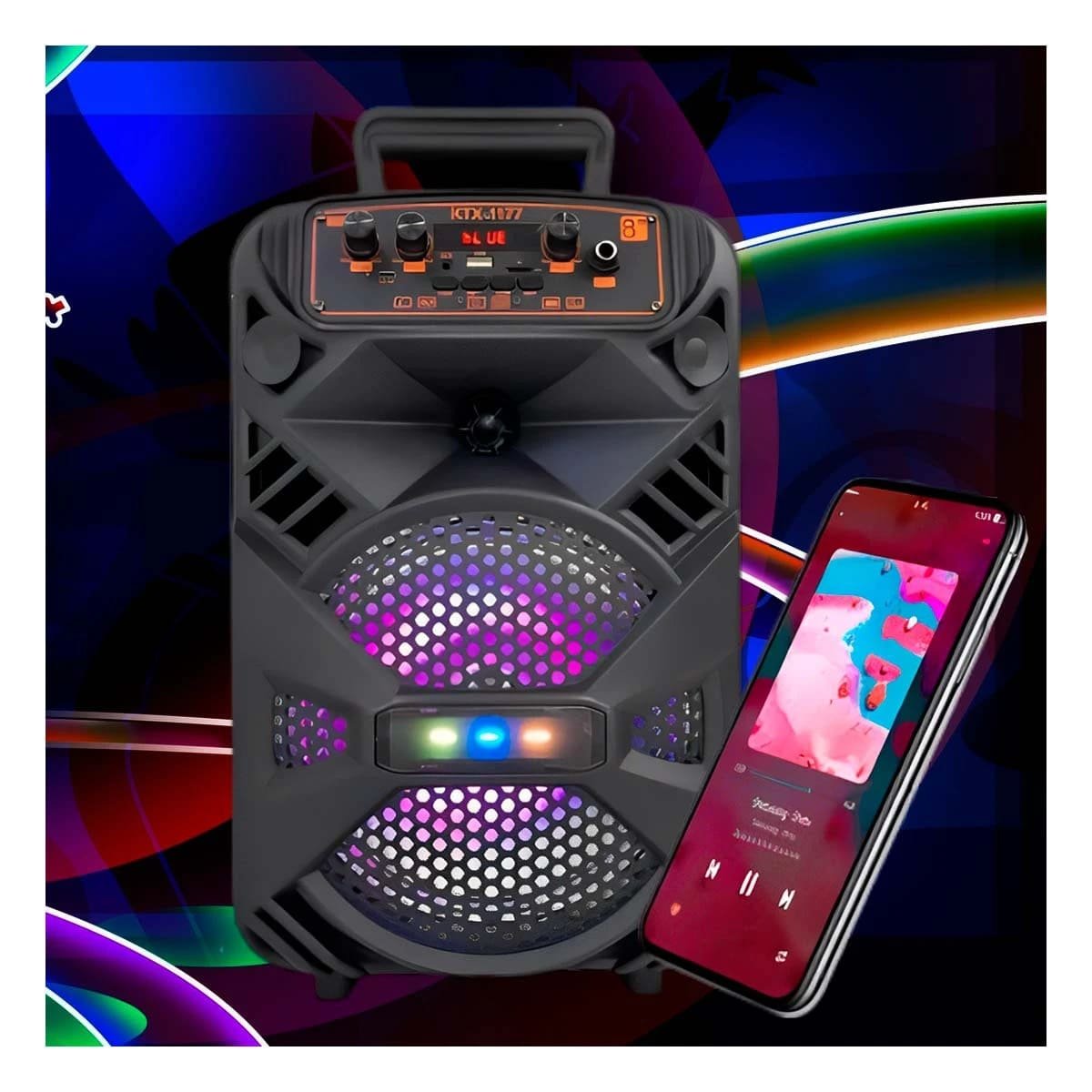 PACK2 ALTAVOZ TORRE BLUETOOTH CON LUZ LED NEGRO CON DISEÑO VERTICAL ESTILIZADO Y+REGALO STICKER - 5
