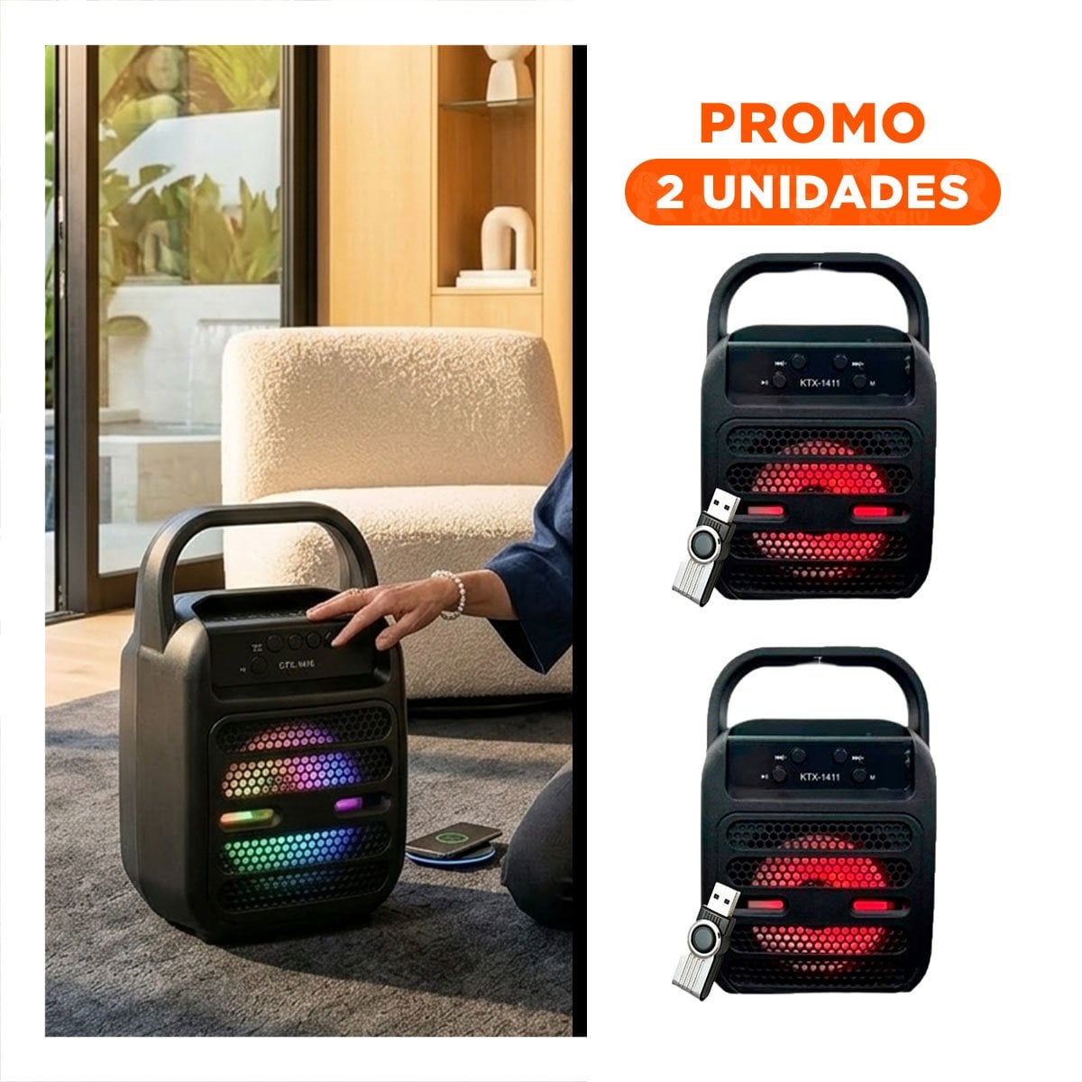 PACK2 EQUIPO SONIDO BLUETOOTH USB NEGRO CON PUERTO MULTIMEDIA INTEGRADO - 1