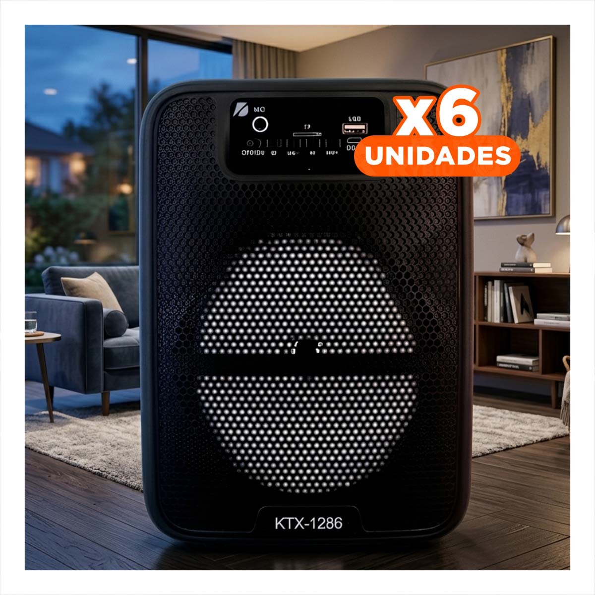 PACK6 BOCINA KIMISO NEGRO RECARGABLE CON CONEXION RAPIDA BLUETOOTH Y+REGALO STICKER - 1