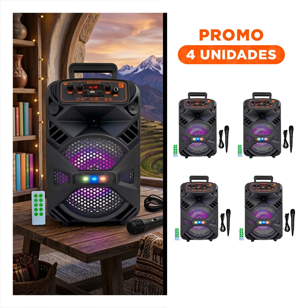 PACK4 SISTEMA AUDIO TORRE BLUETOOTH CON LUZ LED NEGRO CON POTENCIA ESTEREO Y+REGALO STICKER - 1