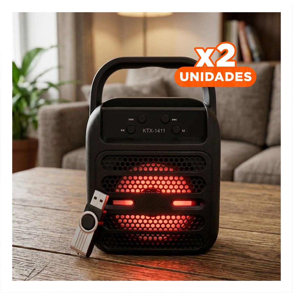 PACK2 PARLANTE BLUETOOTH USB NEGRO CON ILUMINACION LED RITMICA Y+REGALO STICKER - 1