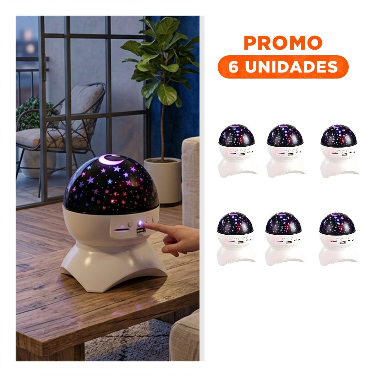 PACK6 PARLANTE COLOR BLANCO CON EFECTO LUMINOSO Y LAMPARA PARA SALA - 1
