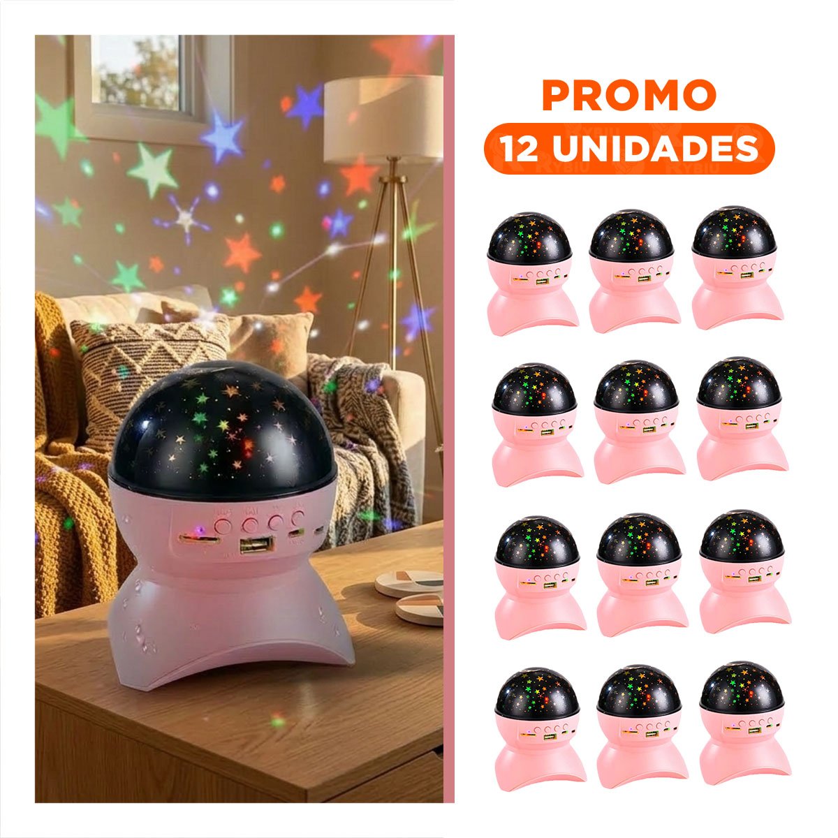 PACK12 BOCINA CON FUNCIÓN RELAX Y LAMPARA ROSADO PARA HOGAR Y+REGALO STICKER - 1