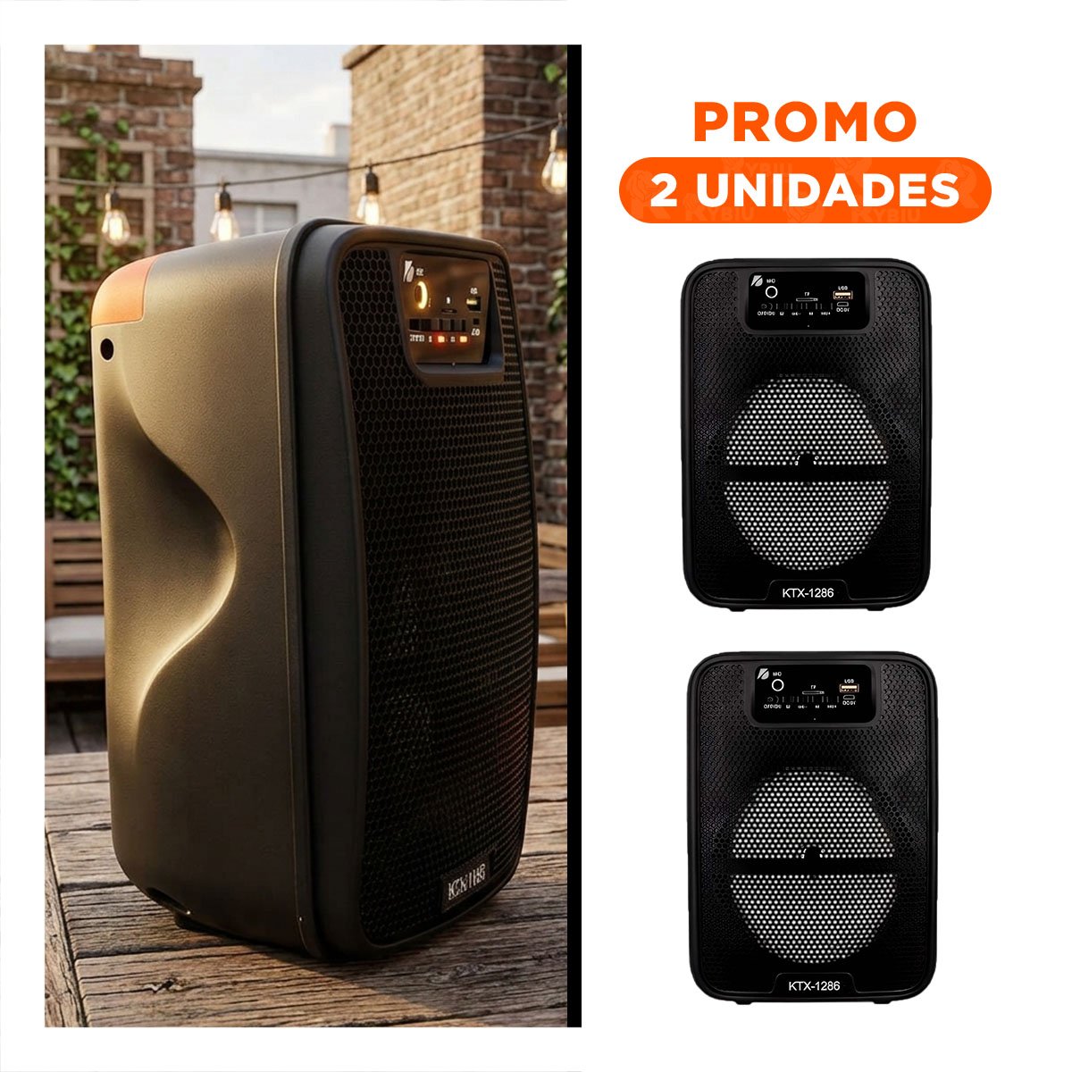 PACK2 SISTEMA AUDIO KIMISO NEGRO CON CONEXION AUXILIAR Y SONIDO NITIDO - 1