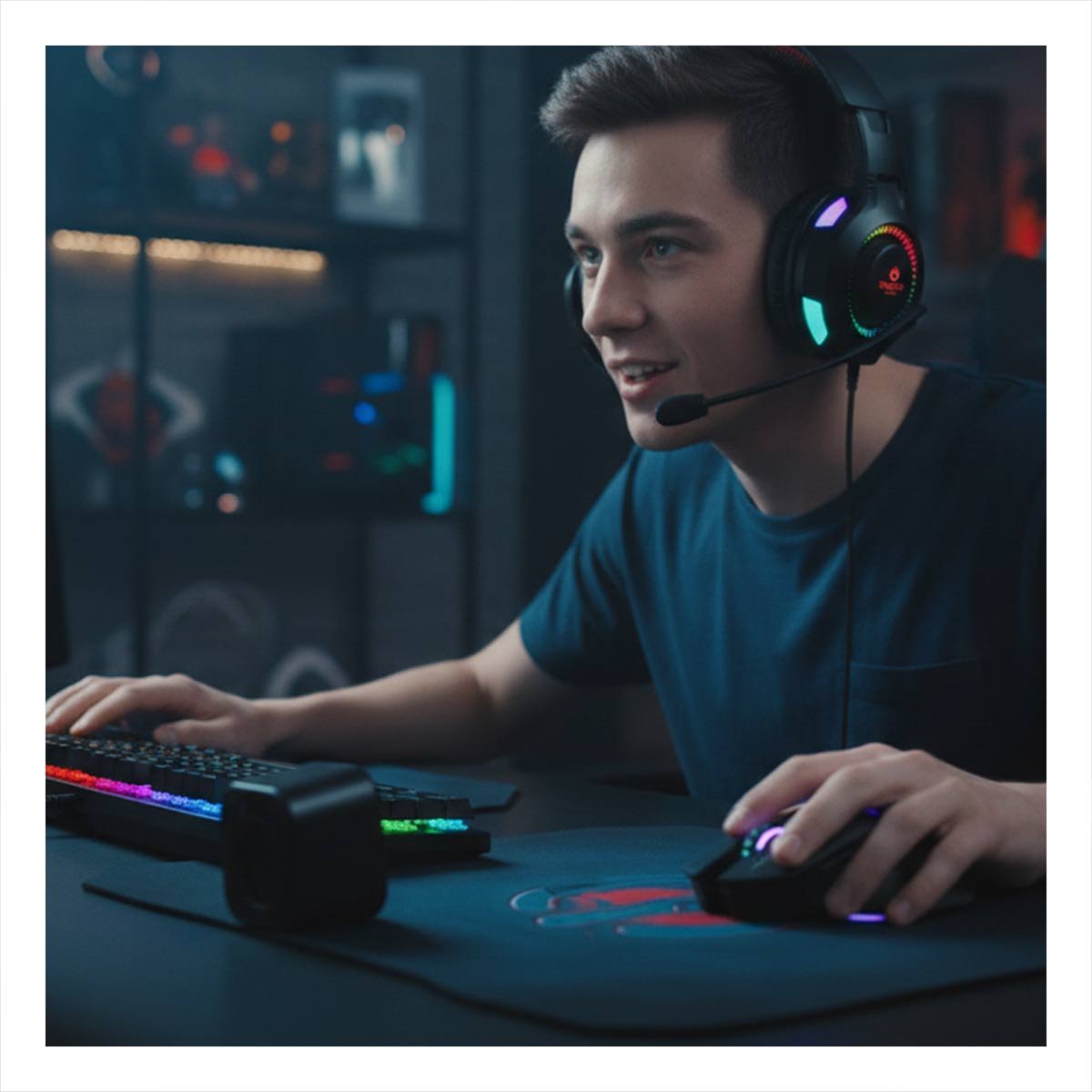 SET PARA JUEGOS INTENSOS Y EXPERIENCIA TOTAL CON GAMER 5 EN 1 EN NEGRO Y+PAPEL REGALO - 5