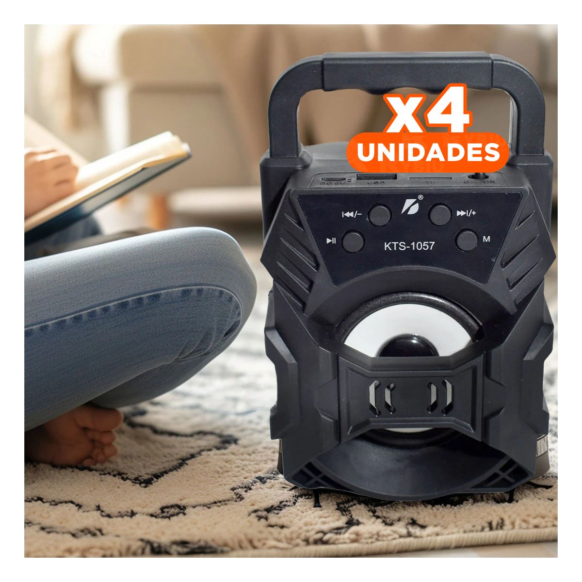 PACK4 EQUIPO SONIDO BLUETOOTH PORTATIL NEGRO CON BATERIA INTEGRADA Y USB - 1