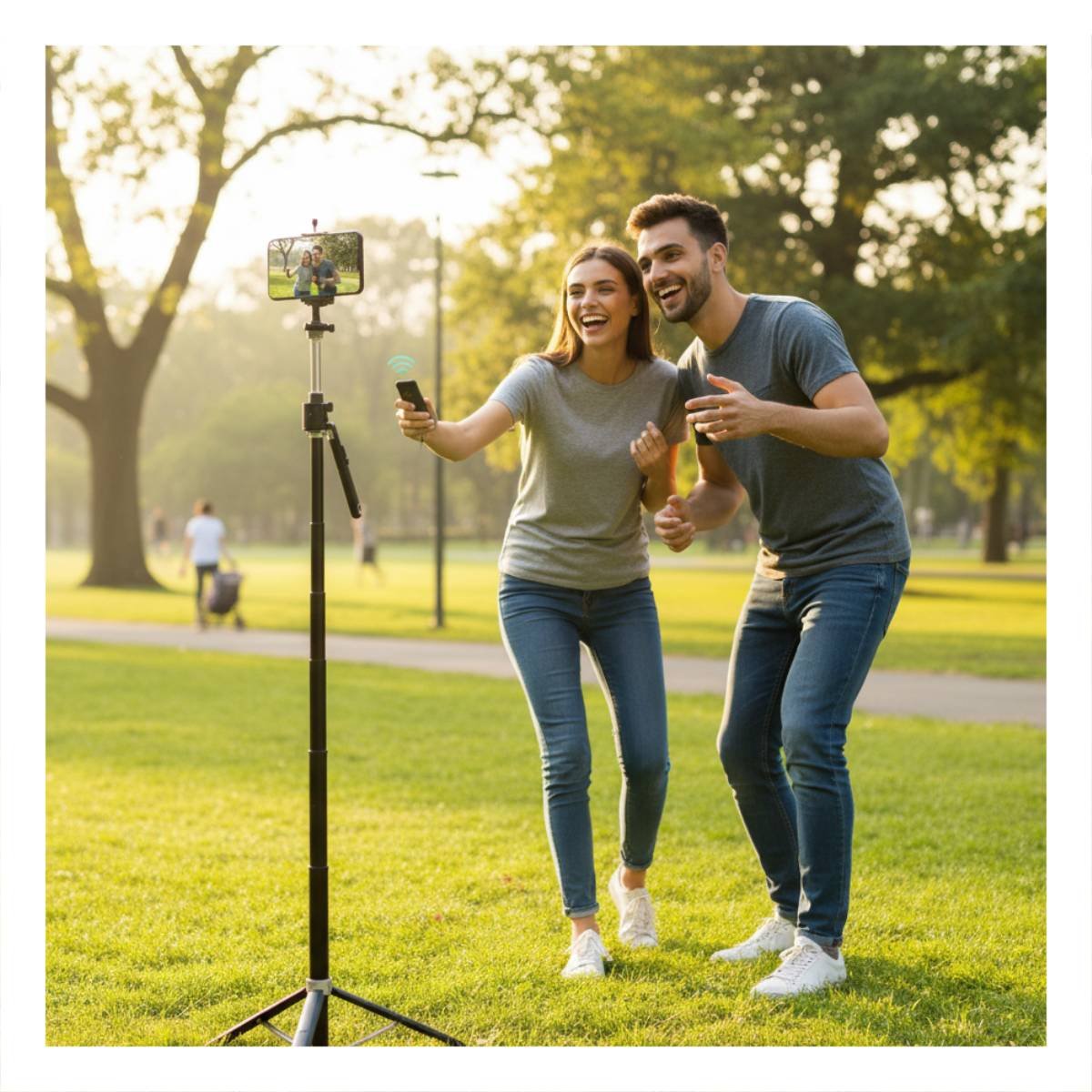 PACK2 BRAZO SELFIE CON BASE TRIPODE PARA VIDEOS CON CELULAR 1,8M Y+REGALO STICKER - 3