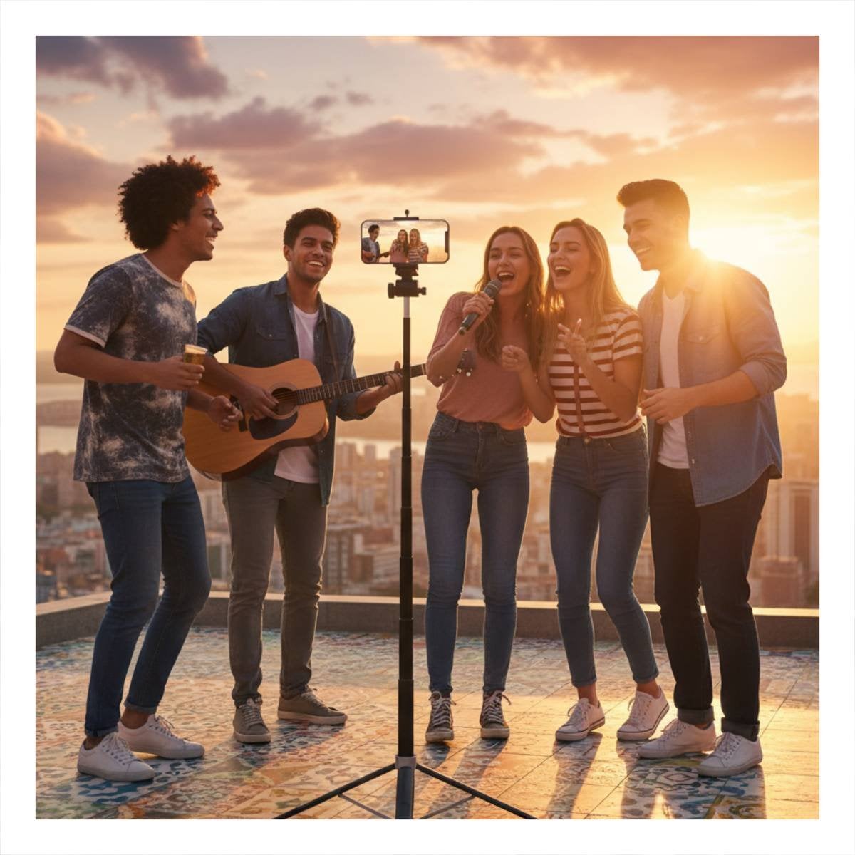 PACK2 BRAZO SELFIE CON BASE TRIPODE PARA VIDEOS CON CELULAR 1,8M Y+REGALO STICKER - 5
