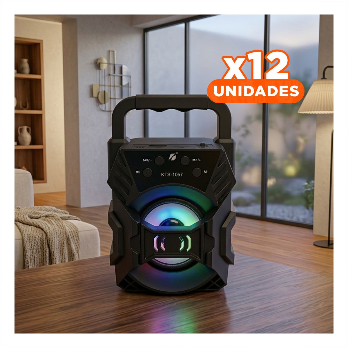 PACK12 SISTEMA AUDIO BLUETOOTH PORTATIL NEGRO CON PANEL DE CONTROL SUPERIOR - 1