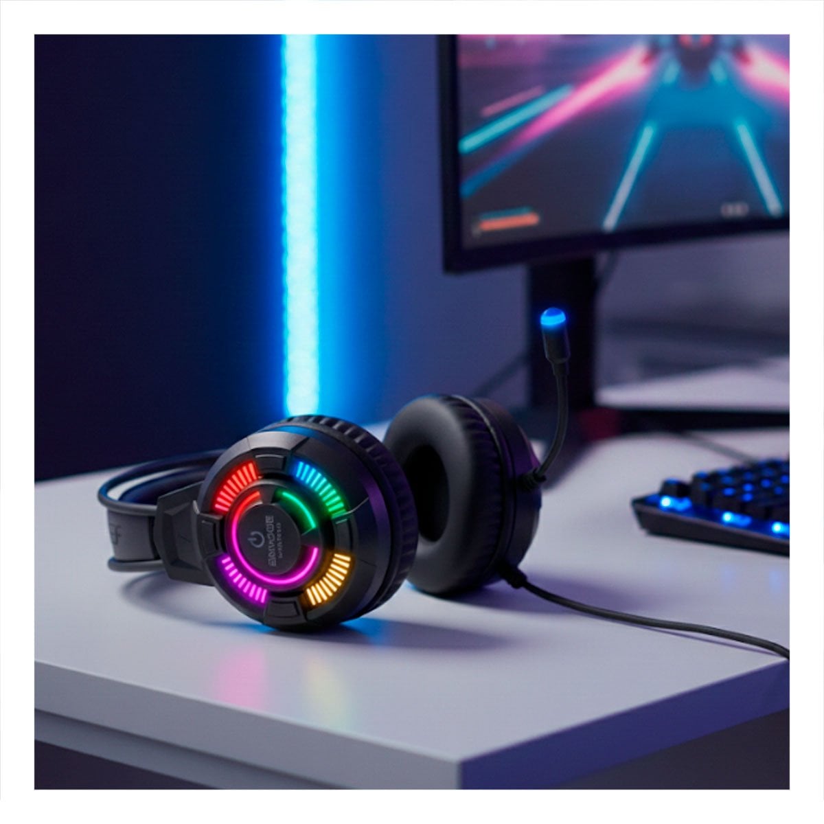 PACK4 AUDIFONO GAMER CON SONIDO ESTEREO Y MICROFONO PARA LAPTOP NEGRO Y+REGALO STICKER - 3