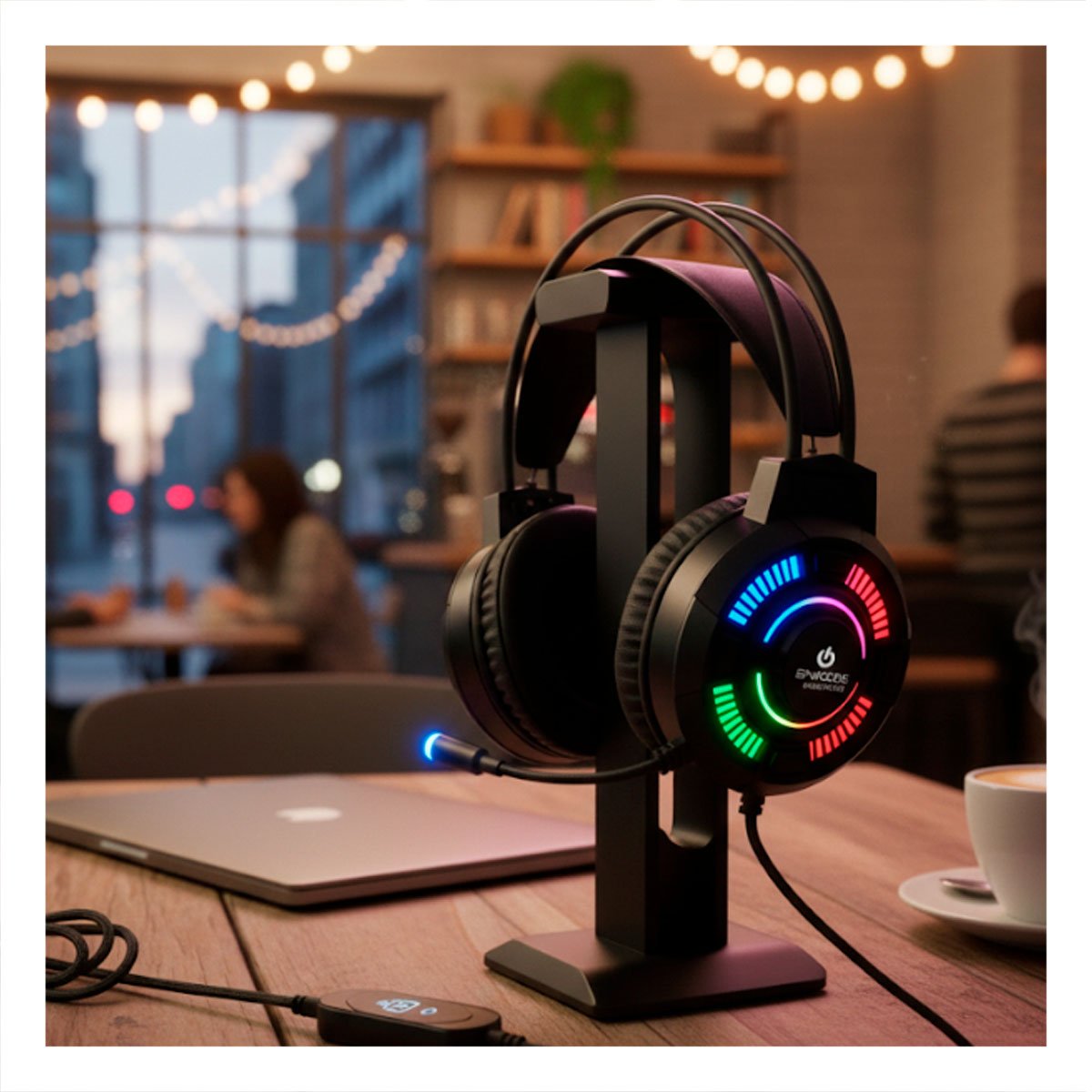 PACK4 AUDIFONO GAMER CON SONIDO ESTEREO Y MICROFONO PARA LAPTOP NEGRO Y+REGALO STICKER - 5