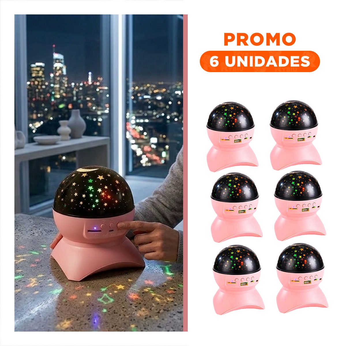 PACK6 PARLANTE ROSADO CON ESTILO MINIMALISTA Y LAMPARA PARA SALA - 1