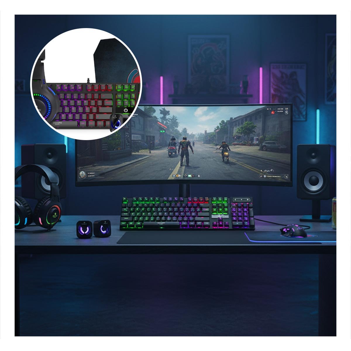 SET CON DIVERSION PROLONGADA Y ESTILO MODERNO GAMER 5 EN 1 EN NEGRO Y+REGALO STICKER - 5