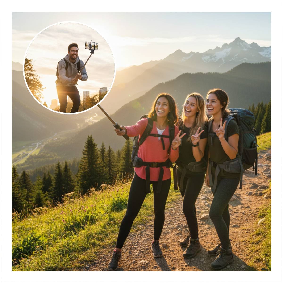 PALO SELFIE PORTATIL CON SOPORTE PARA FOTOS Y VIDEOS 1,8M Y+REGALO STICKER - 5