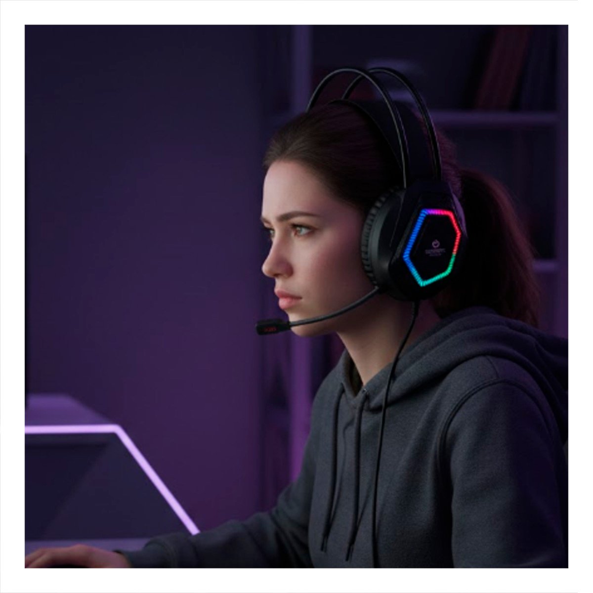 HEADSET CON MICROFONO GAMER PRO PARA CONSOLA SONIDO ESTEREO NEGRO Y+REGALO STICKER - 2