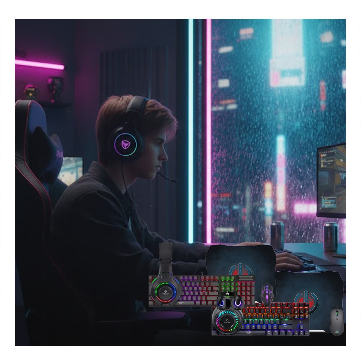 PACK2 SET PROFESIONAL CON RENDIMIENTO Y GAMER 3 EN 1 PRECISION NEGRO Y+REGALO STICKER - 5