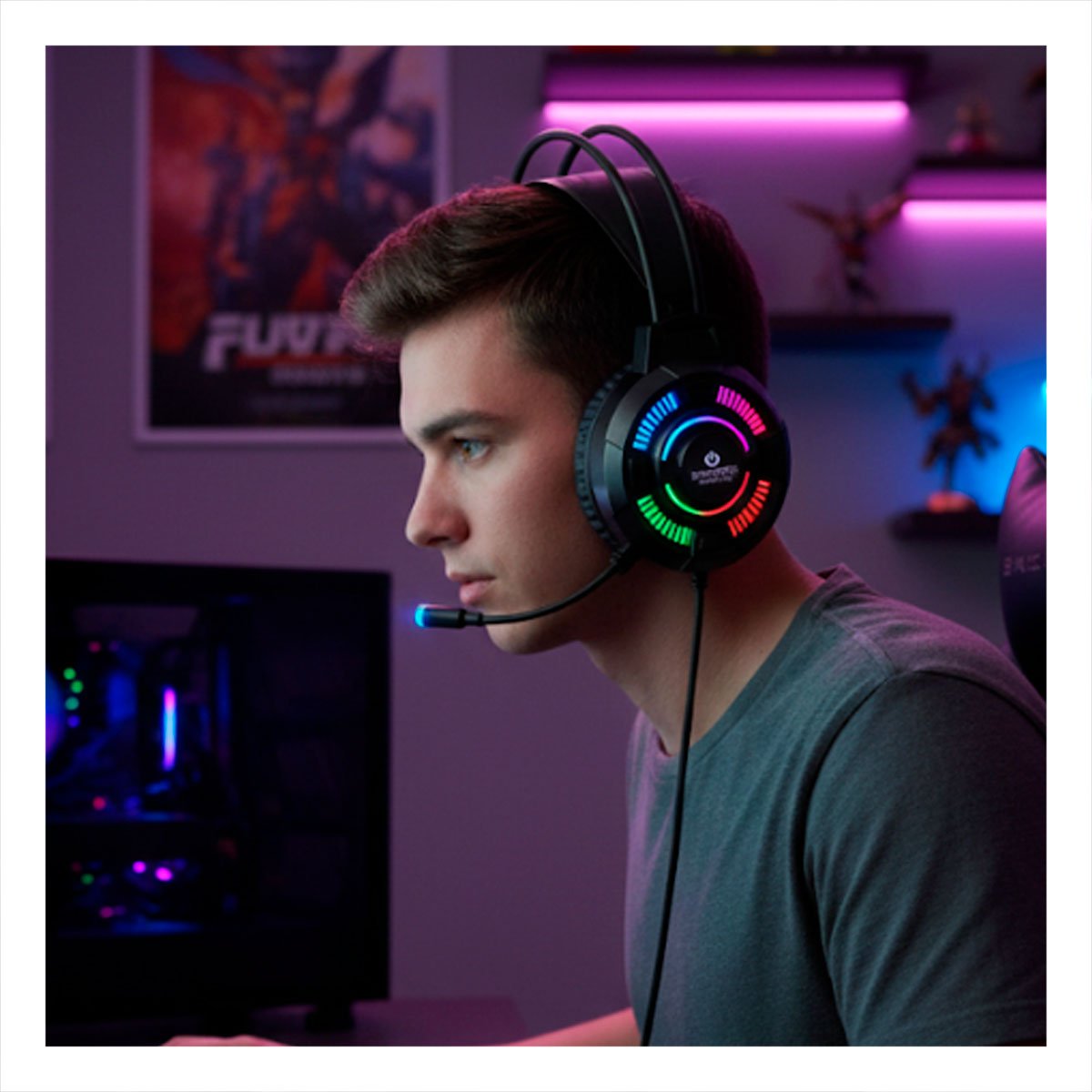 AUDIFONOS NEGRO PARA GAMER CON MICROFONO COMPATIBLE COMPUTADORA Y CONSOLA Y+POST IT - 1