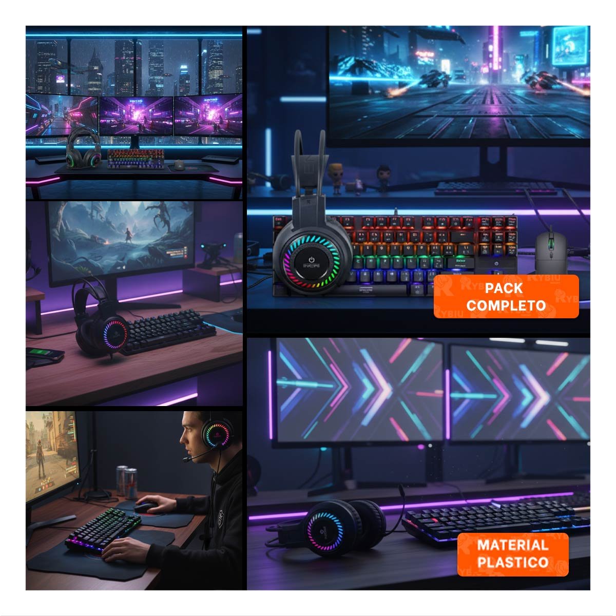 PAQUETE PARA ESTILO MODERNO Y CONTROL PRECISO GAMER 3 EN 1 NEGRO Y+LIGAS REGALO - 5