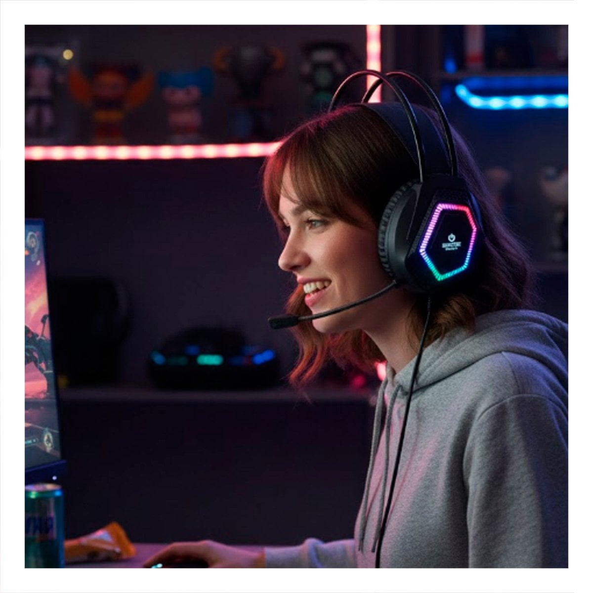 AURICULAR CON MICROFONO GAMER PRO PARA LAPTOP SONIDO ESTEREO NEGRO Y+PAPEL REGALO - 5