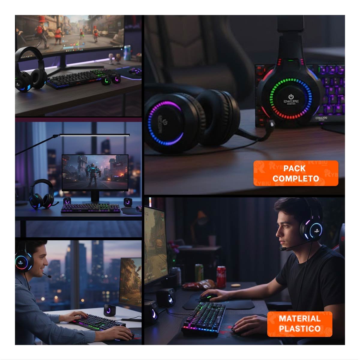 PACK2 CONJUNTO CON POTENCIA GAMER 5 EN 1 PARA JUGADORES AVANZADOS EN NEGRO Y+PAPEL REGALO - 3