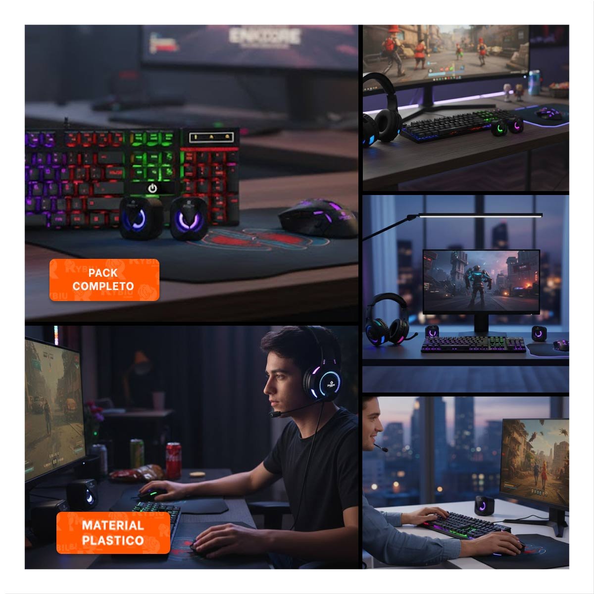 SET GAMER 5 EN 1 CON TECNOLOGÍA AVANZADA Y DISEÑO ELEGANTE PARA JUGADORES EN NEGRO - 5