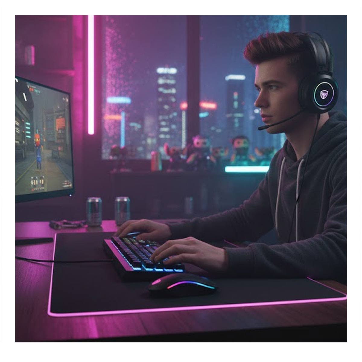 PACK2 SET GAMER 3 EN 1 SET AVANZADO PARA JUGABILIDAD Y ESTILO NEGRO Y+PAPEL REGALO - 5