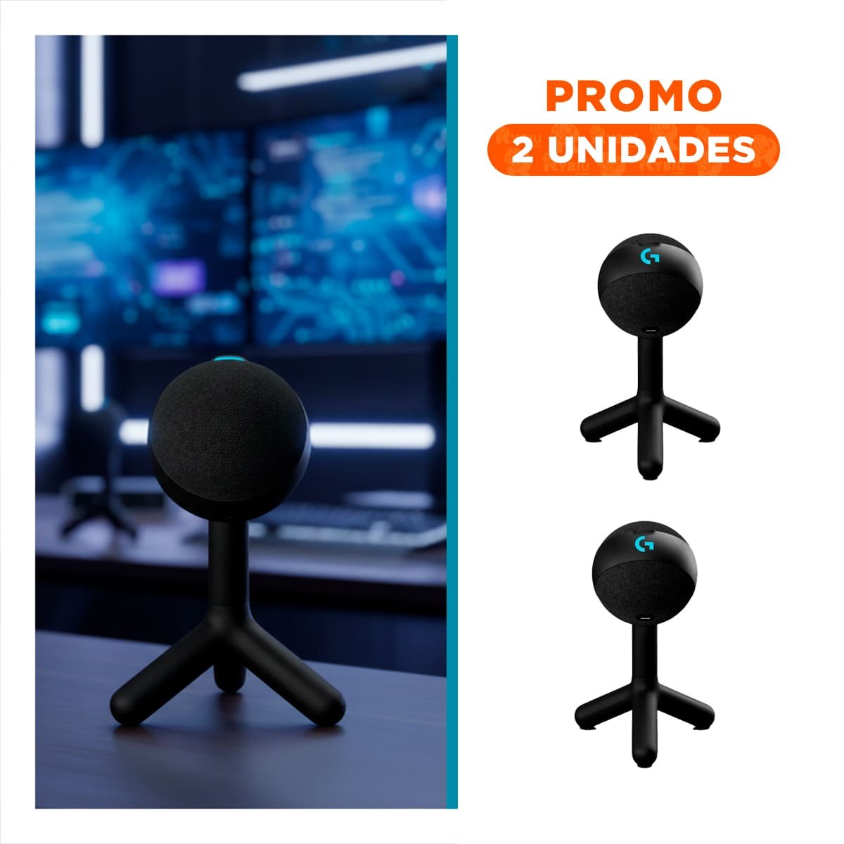 PACK2 APARATO DE AUDIO PENSADO PARA STREAMING Y GRABACION CIRCULAR NEGRO - 1
