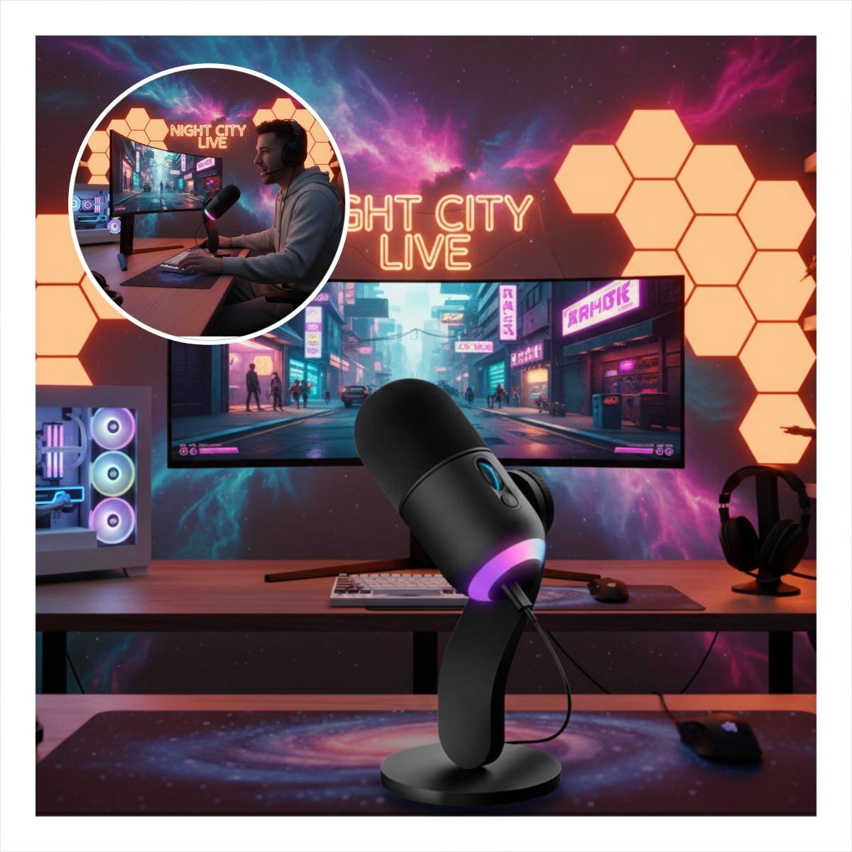 APARATO PARA PODCASTS Y TRANSMISIONES CON CAPTACION OVALADO NEGRO Y+REGALO STICKER - 5