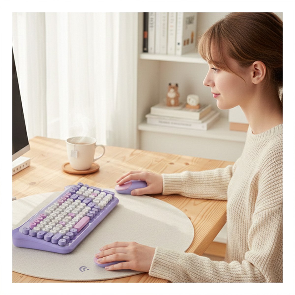 KIT DE TECLADO Y MOUSE INALAMBRICO PARA ESPACIOS DE TRABAJO MODERNOS MORADO - 2