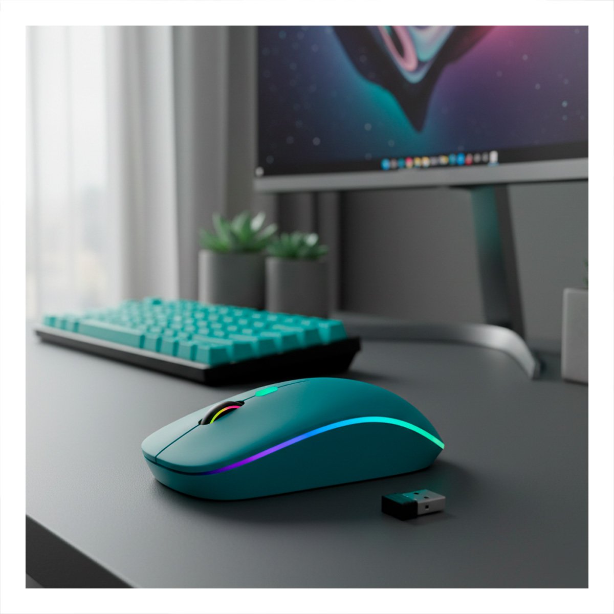 PACK2 ACCESORIO PARA LAPTOP CON CONEXION INALAMBRICO COLOR TURQUEZA Y+PAPEL REGALO - 1
