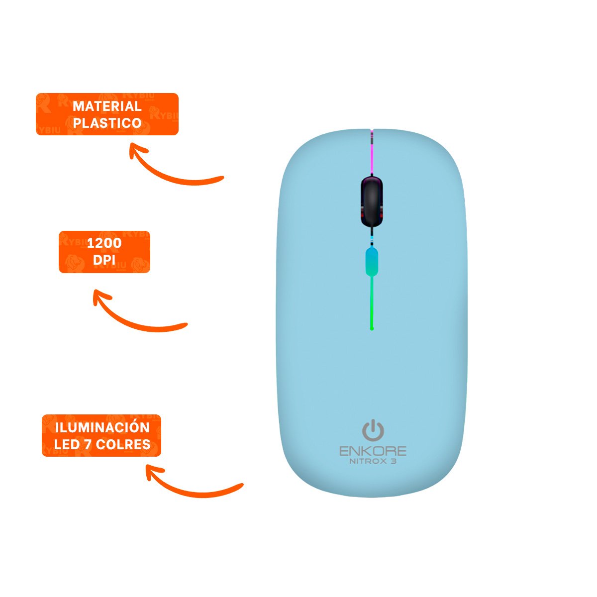 MOUSE TECNOLOGIA MODERNA INALAMBRICO PARA LAPTOP Y PC USO DIARIO COLOR CELESTE - 3