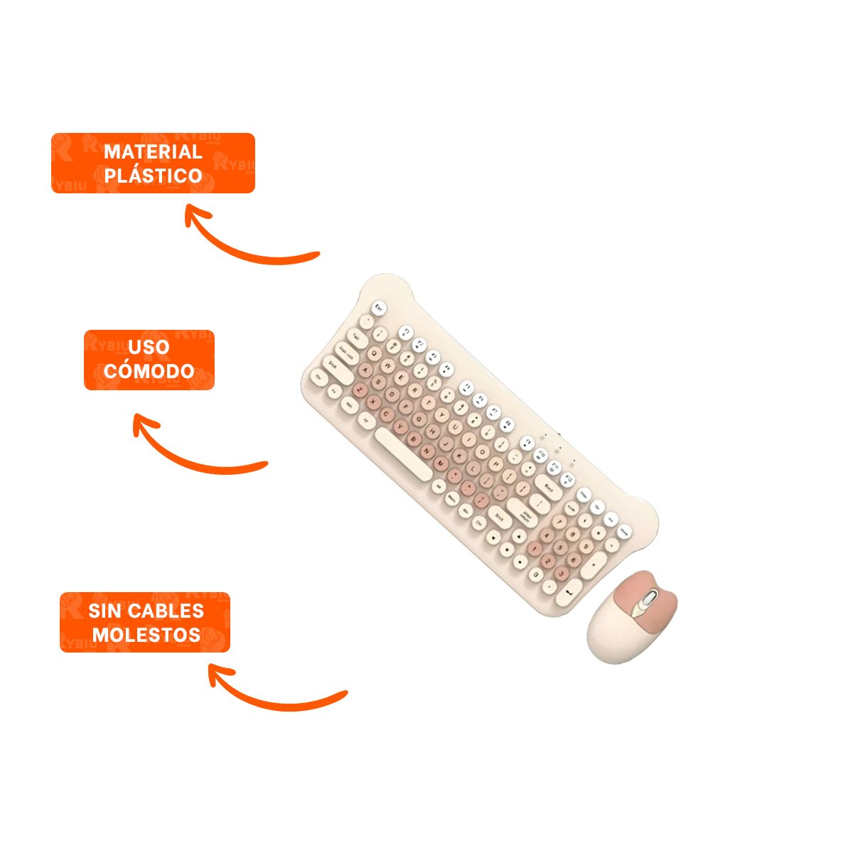 COMBO INALAMBRICO PARA COMPUTADORA CON TECLADO FUNCIONAL Y MOUSE SALMON - 3