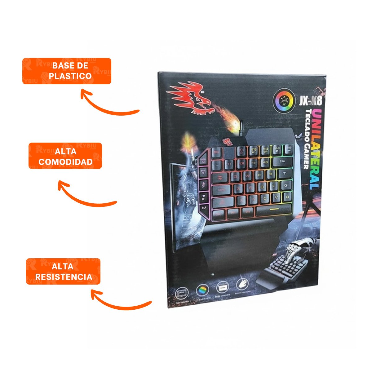 ACCESORIO GAMER UNILATERAL CON TECLADO DE COMANDOS RAPIDOS PARA JUEGOS NEGRO - 3