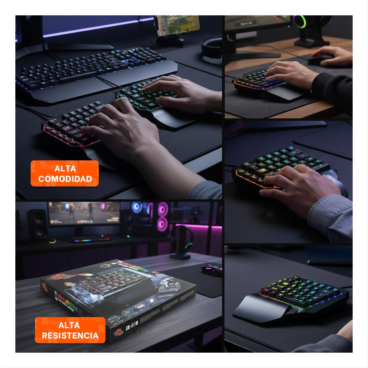 ACCESORIO GAMER UNILATERAL CON TECLADO DE COMANDOS RAPIDOS PARA JUEGOS NEGRO - 5