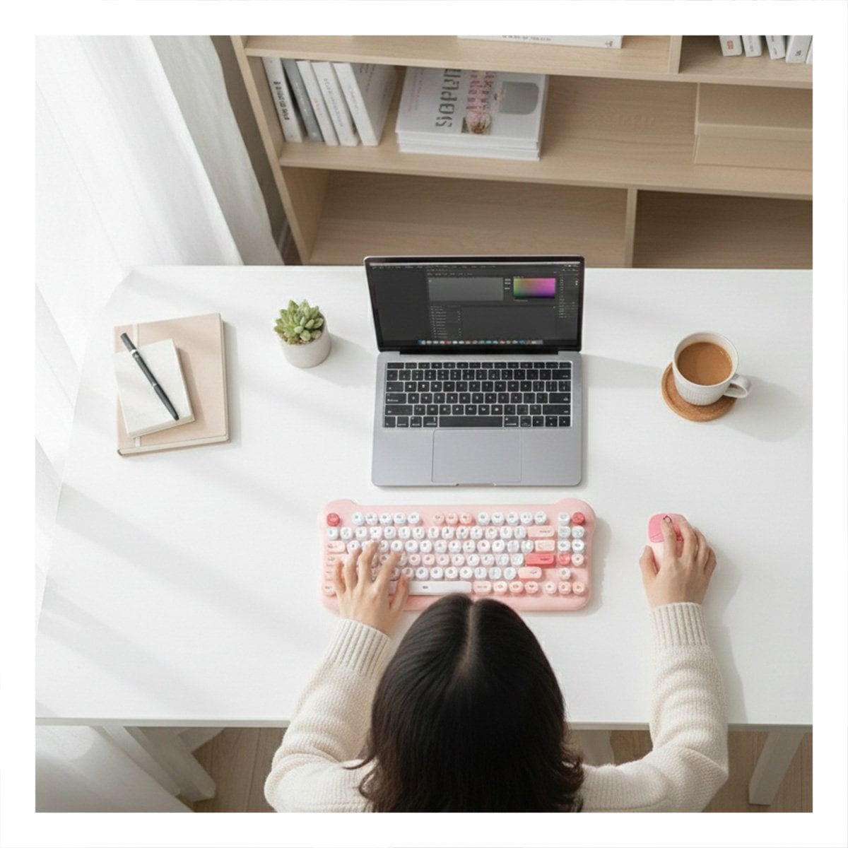 COMBO DE TECLADO Y MOUSE PARA USAR CON LIBERTAD EN CUALQUIER ESPACIO ROSADO Y+LIGAS REGALO - 1