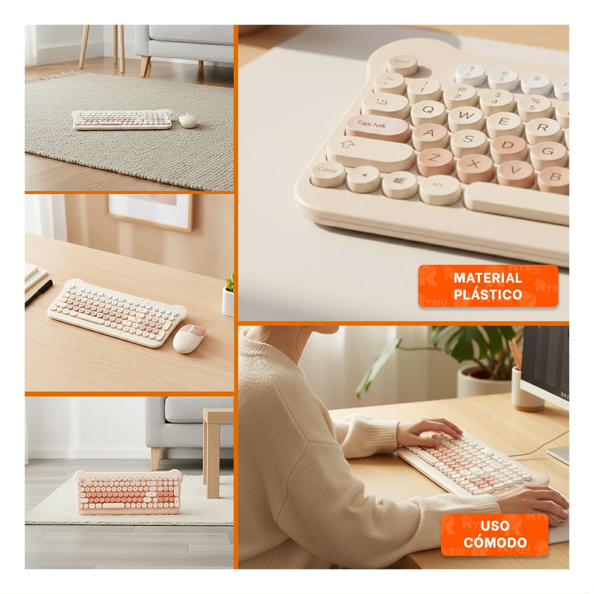 COMBO DE TRABAJO PARA LAPTOP CON TECLADO LIGERO Y MOUSE INALAMBRICO SALMON Y+LIGAS REGALO - 5