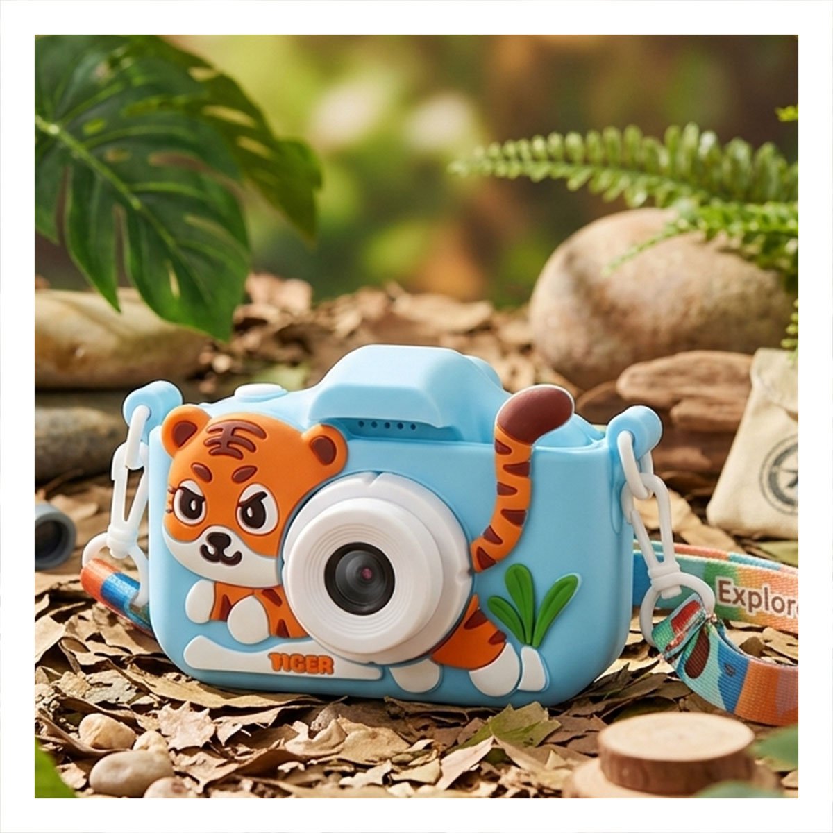 FOTOGRAFIA PARA CAPTURAR AVENTURAS CON MOTIVO DE TIGRE Y COLOR CELESTE - 1
