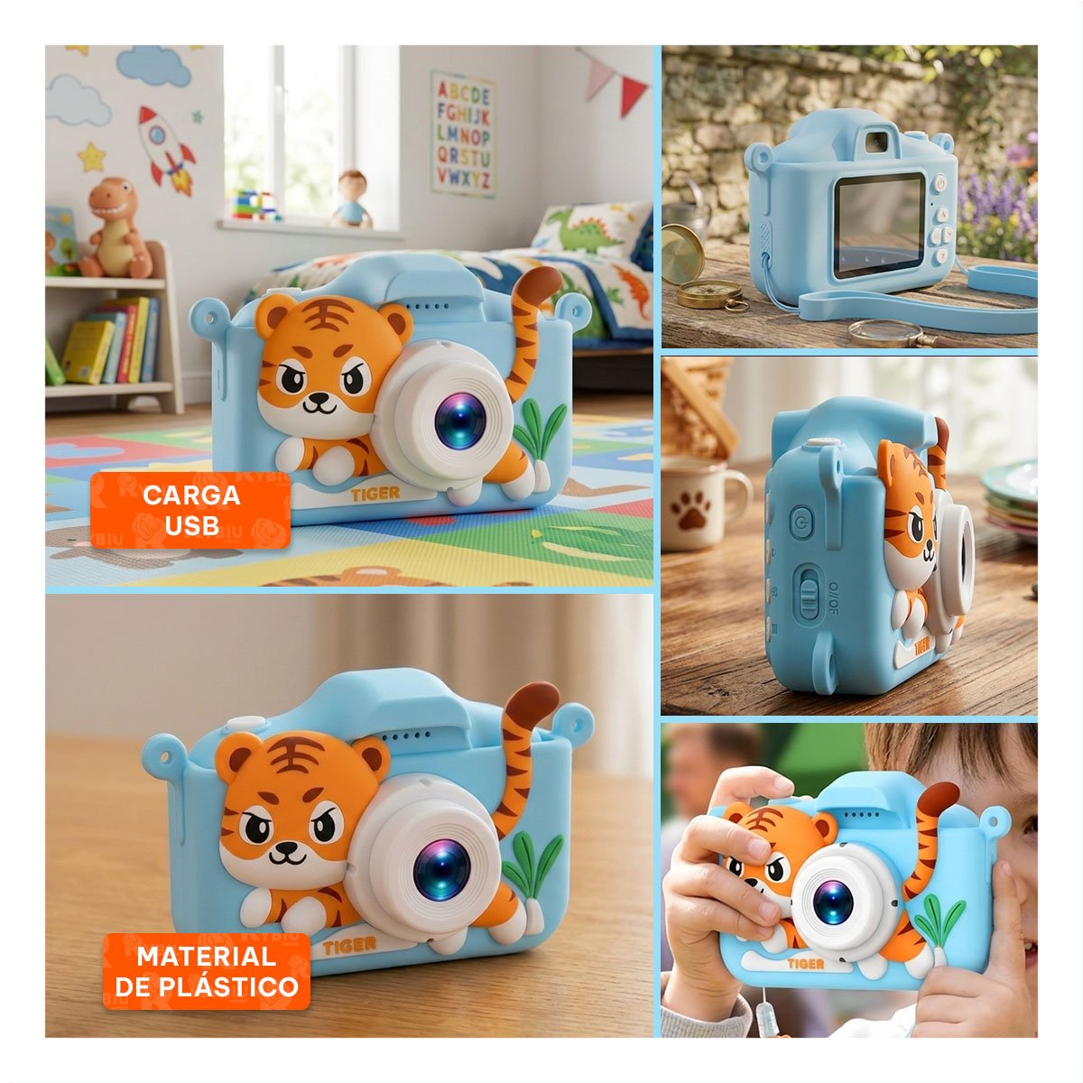 FOTOGRAFIA PARA CAPTURAR AVENTURAS CON MOTIVO DE TIGRE Y COLOR CELESTE - 5